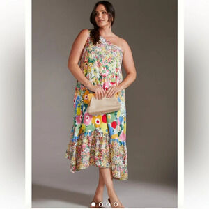 Sarah Campbell for Anthropologie One-Shoulder Midi Dress Size XXS